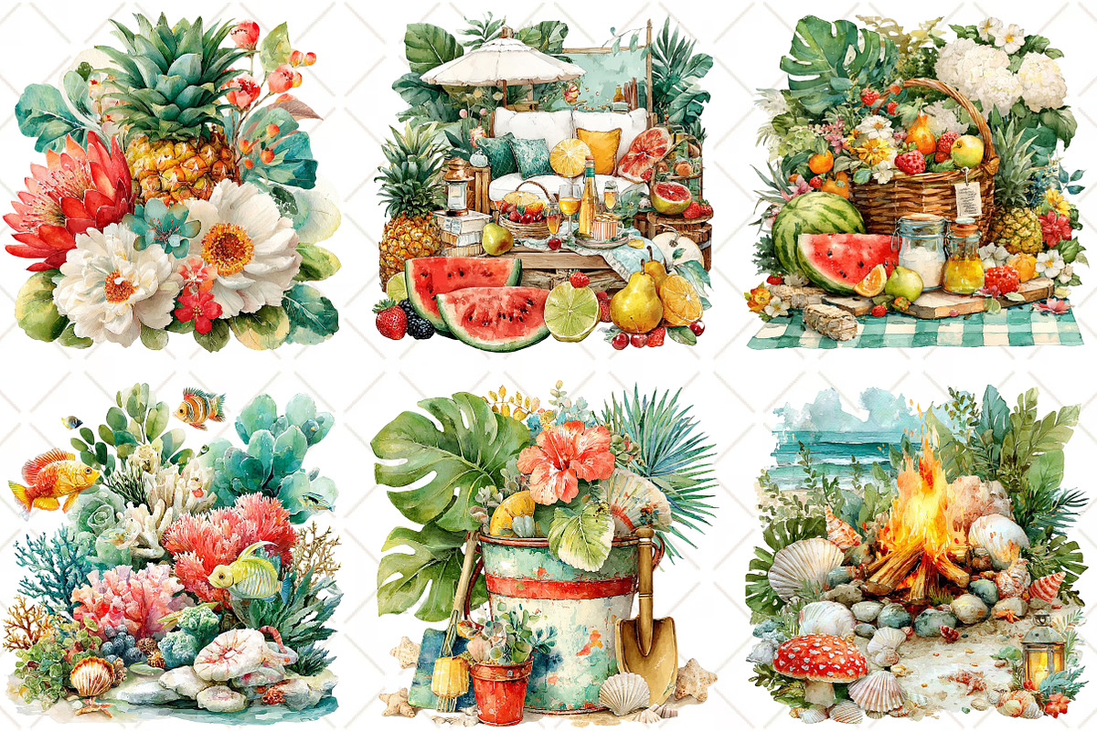 Whimsical Boho Beach Clipart, an Illustration by Black Bird Studio (Photo 4 of 5)