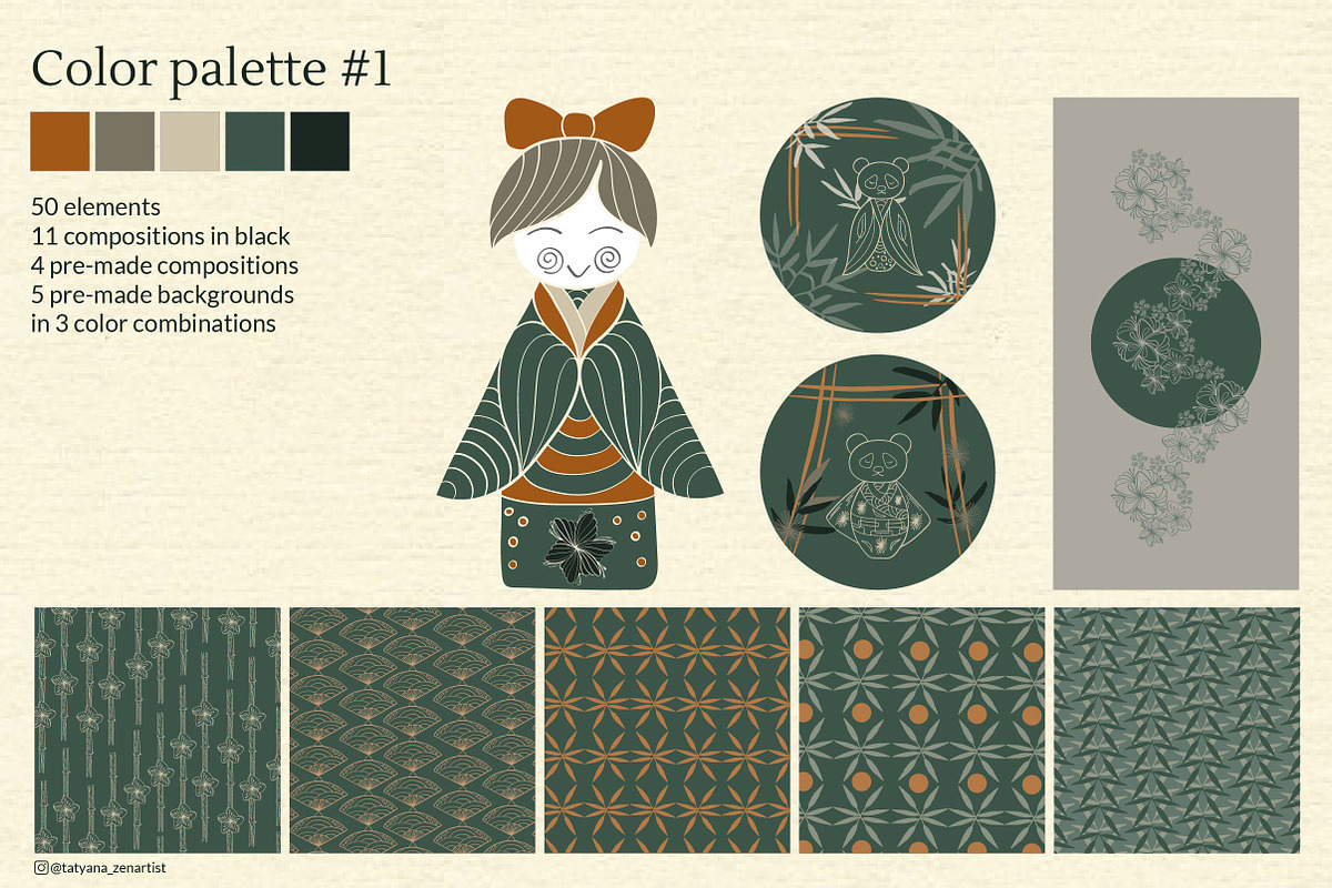 Japanese kokeshi doll clipart, an Object Graphic by Tatyana_Zenartist (Photo 2 of 12)