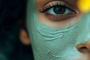Green clay face mask skincare closeu, a Beauty & Fashion Photo by Photostock