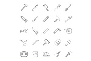 Construction tools linear icons set, an Outline Icon by IMG Visuals