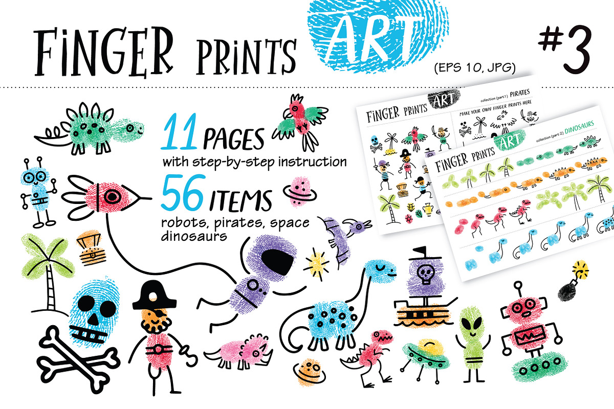 Finger Prints ART BUNDLE, an Education Illustration by Alena Razumova (Photo 4 of 6)