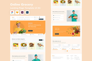 Online Grocery Landing Page Template, an UI Kit Template by Betush