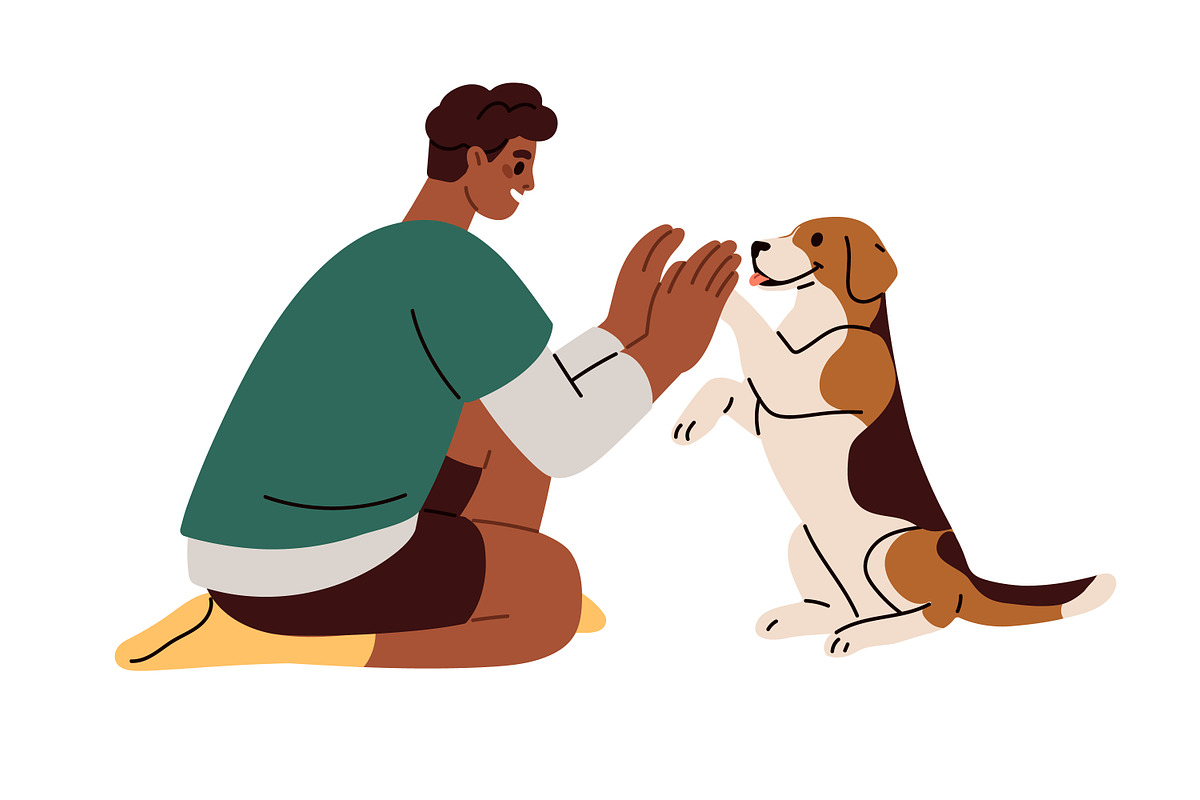 People giving high five to pets set, a Person Illustration by Good Studio (Photo 3 of 10)