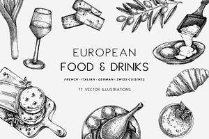 European Food & Drinks Illustrations, a Food Illustration by Yevheniia