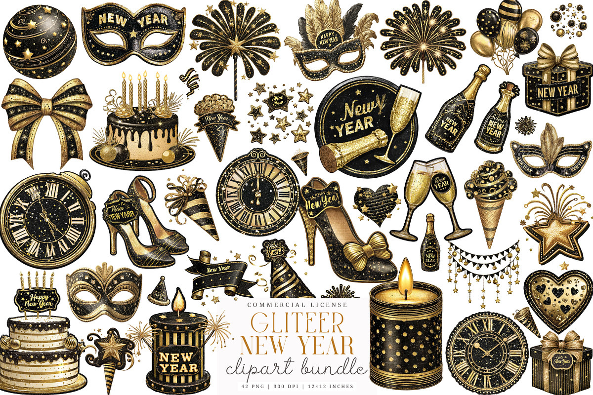 Gliteer New Year Clipart, an Illustration by SinaCreation (Photo 1 of 7)