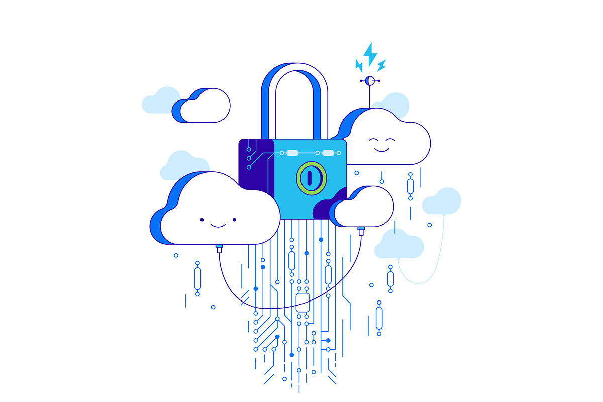 Security cloud storage, a Technology Illustration by Mir store