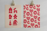 Christmas Folk Linocut Clipart Bundl, an Illustration by ClayStudio (Thumbnail 3 of 6)