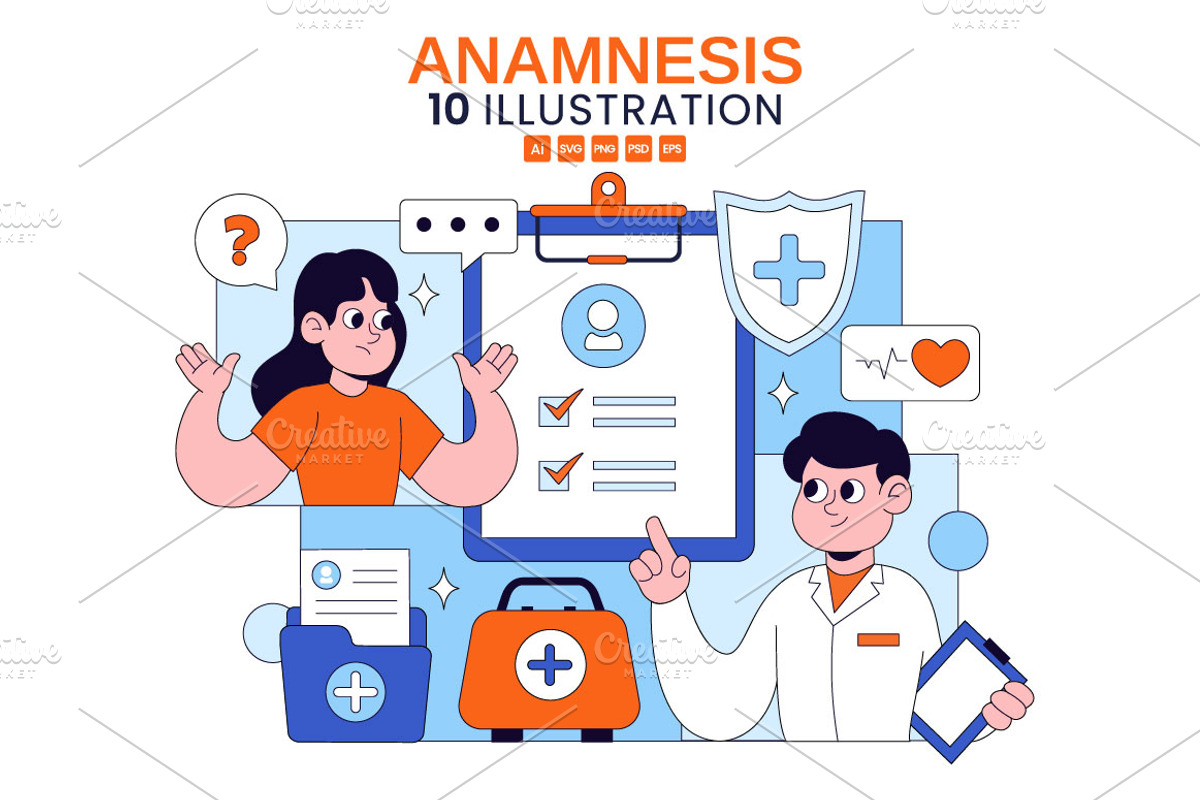 10 Medical Anamnesis Consultation, a Healthcare Illustration by denayunebgt (Photo 1 of 4)