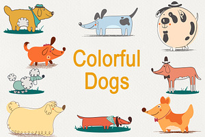 Cute Dogs. Patterns & Illustrations