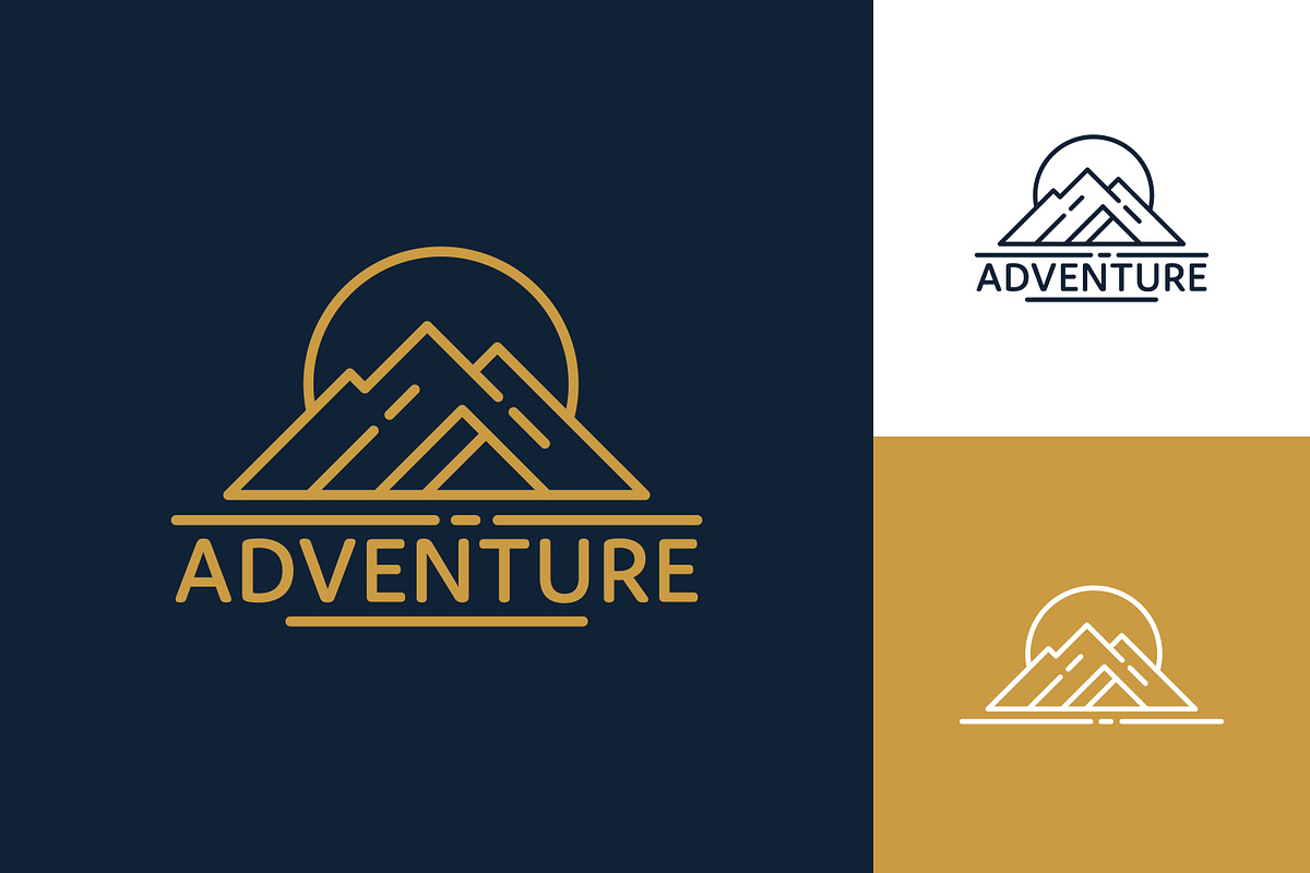 Mountain adventure line logo, a Branding & Logo Template by Saba Vector