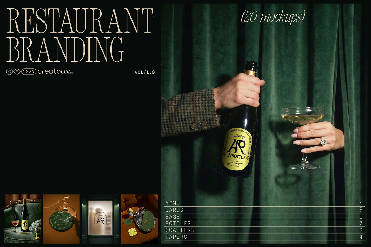 Restaurant branding mockups (20 PSD), a Packaging Mockup by Creatoom (Photo 1 of 9)