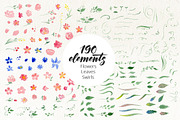 DIY Watercolor flowers. 190 elements, a Decorative Illustration by Olga Proz (Thumbnail 1 of 5)