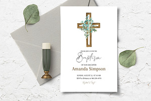 Eucalyptus Wooden Watercolor Cross