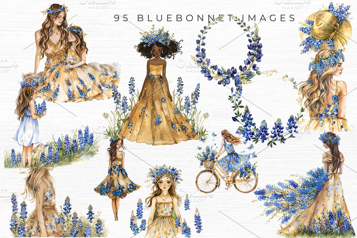 BLUEBONNET FLOWER CLIPART, an Object Graphic by EllyandLima (Photo 7 of 7)