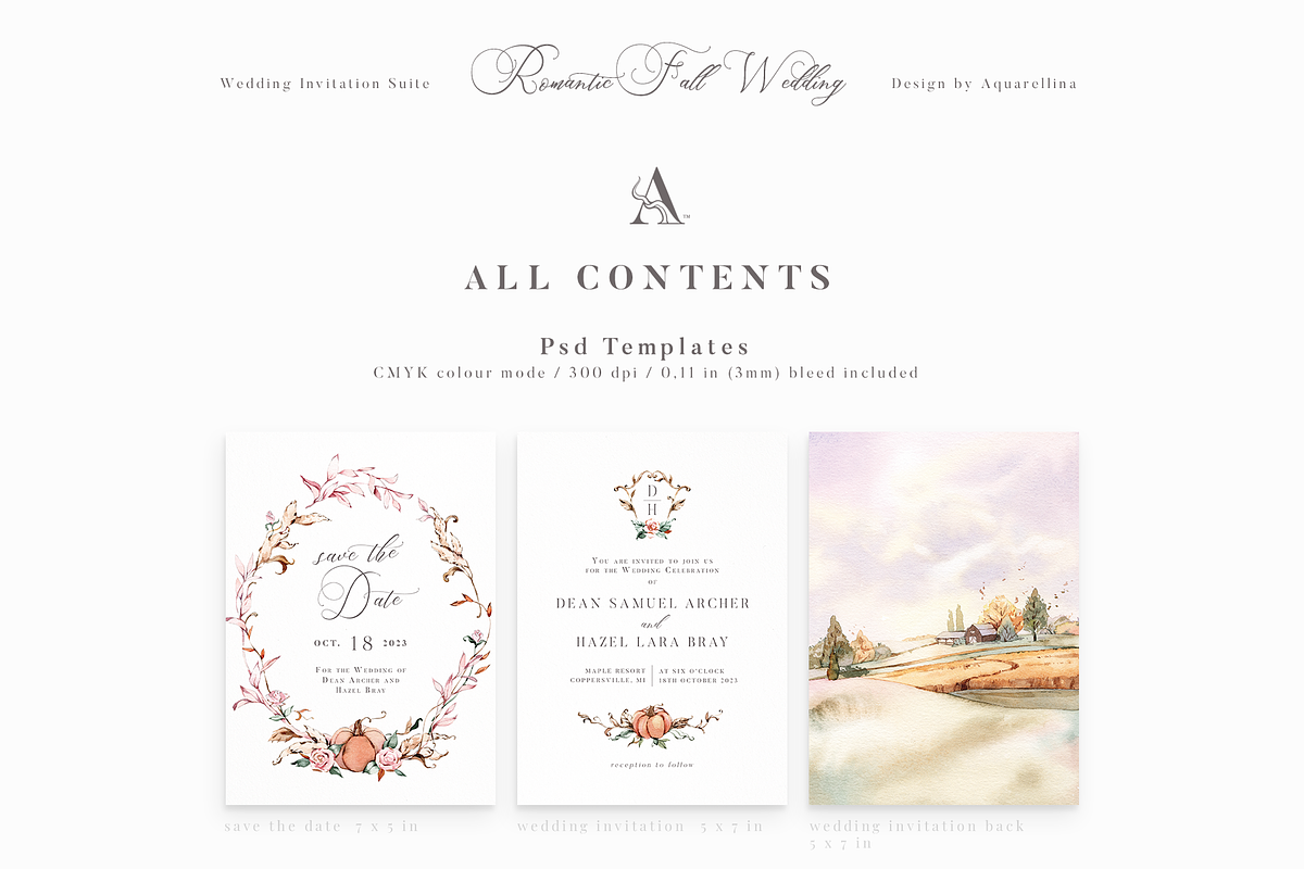 Romantic Fall Wedding Invitations, an Invitation Template by Aquarellina (Photo 10 of 10)