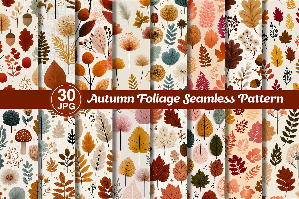 Autumn Foliage Seamless Pattern, a Pattern Graphic by Dream Creation (Photo 1 of 6)