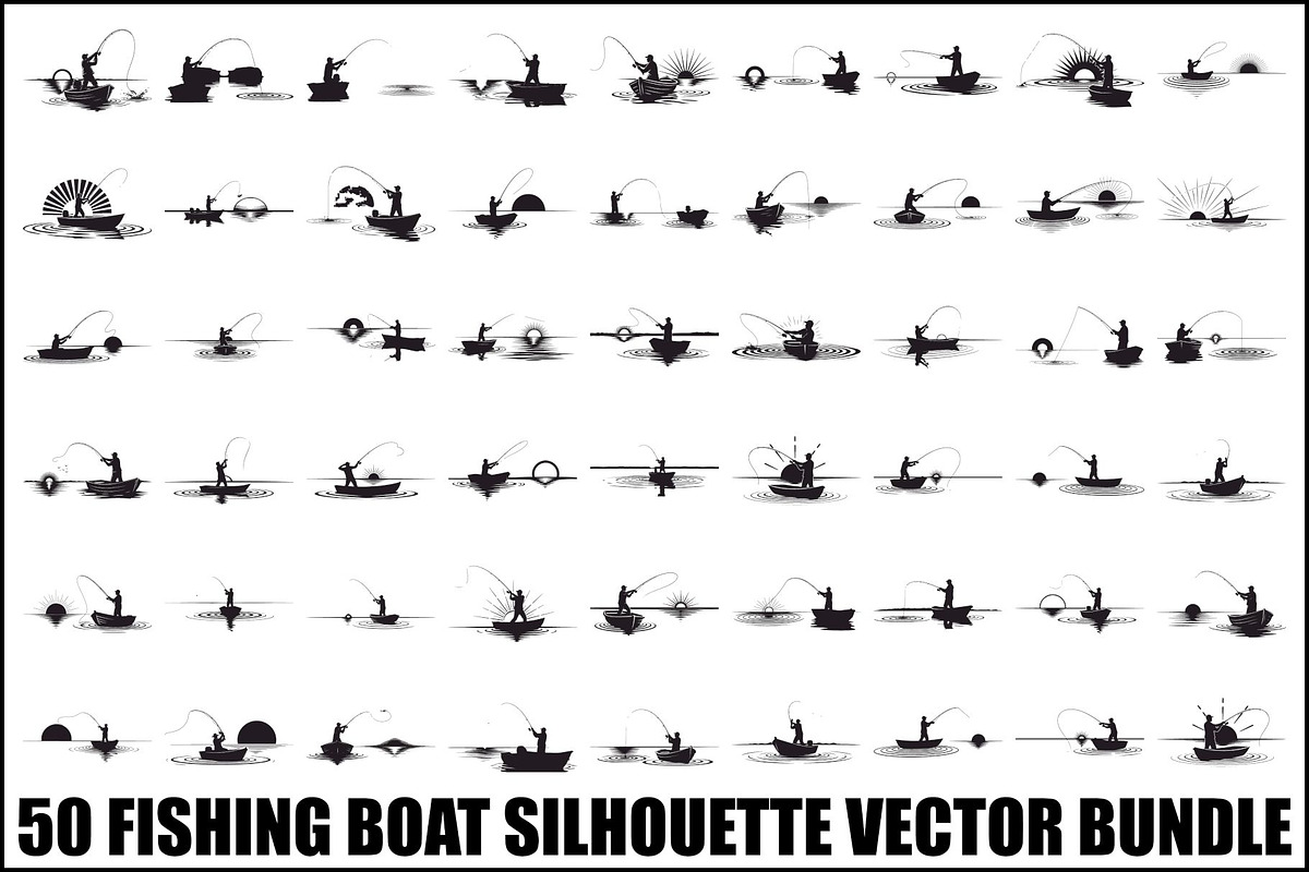 50 Fishing Boat Silhouette Vector, an Illustration by Gaye Art (Photo 1 of 20)