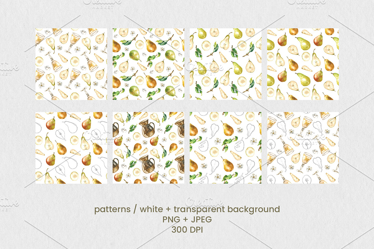 Pear Wine - Fruit Watercolor Clipart, a Decorative Illustration by foxsong (Photo 14 of 16)