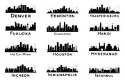 60 City Skyline Silhouettes Set 2, an Illustration by Booblgum (Thumbnail 3 of 9)