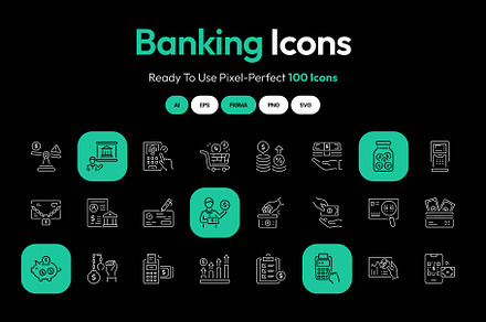 Banking Icon Art Set, an Icon by Prosymbols