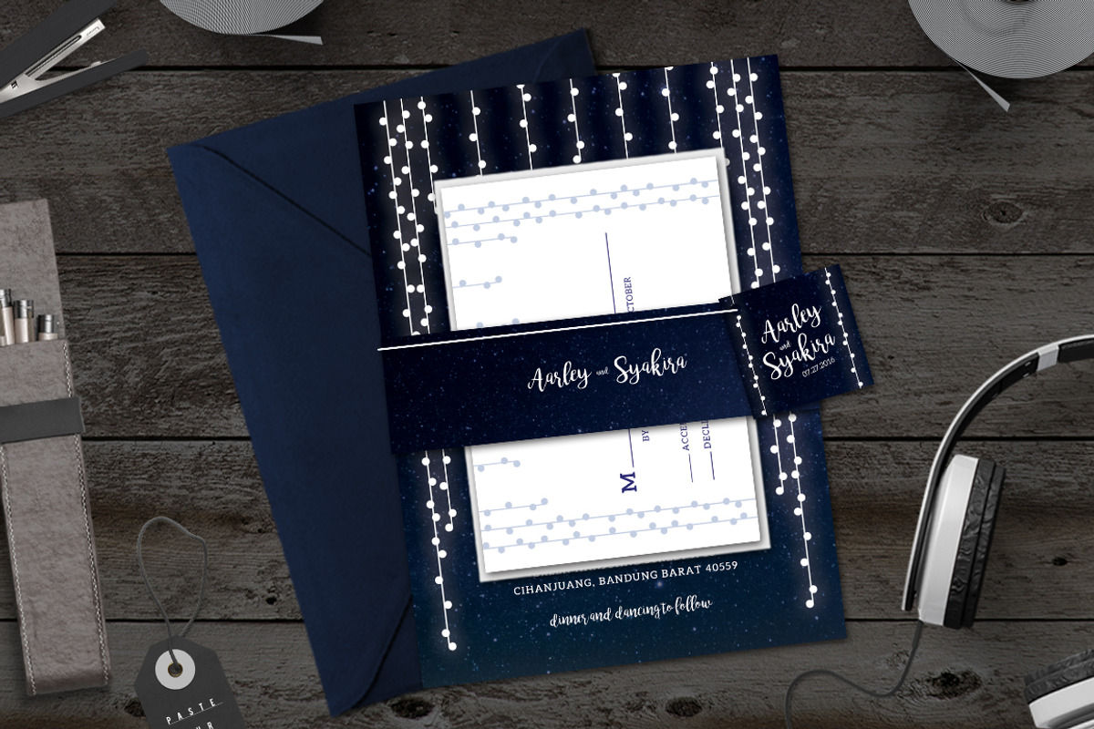 String Lights Wedding Invitation Set, an Invitation Template by Aarley Kaiven (Photo 2 of 5)