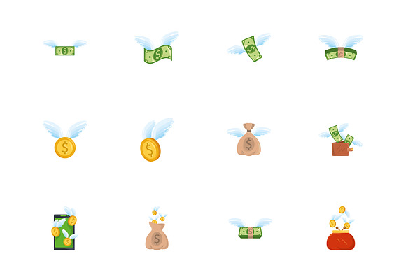 Flying Money Icons Set preview 2