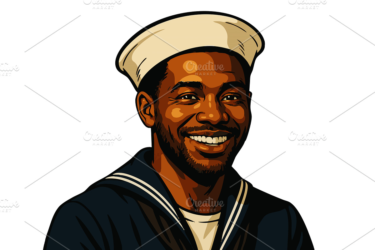 Smiling Male Sailor in Uniform Pop, a Person Illustration by AlexArt