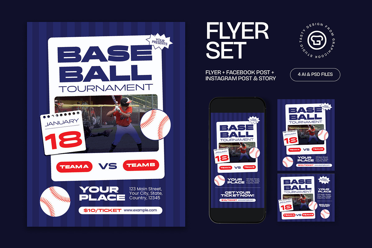 Baseball Tournament Flyer, a Flyer Template by graphicook (Photo 1 of 3)
