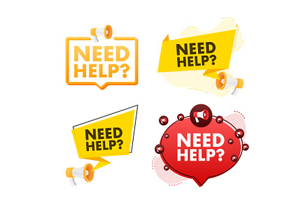 Megaphone label set with text need, an Illustration by DG-Market