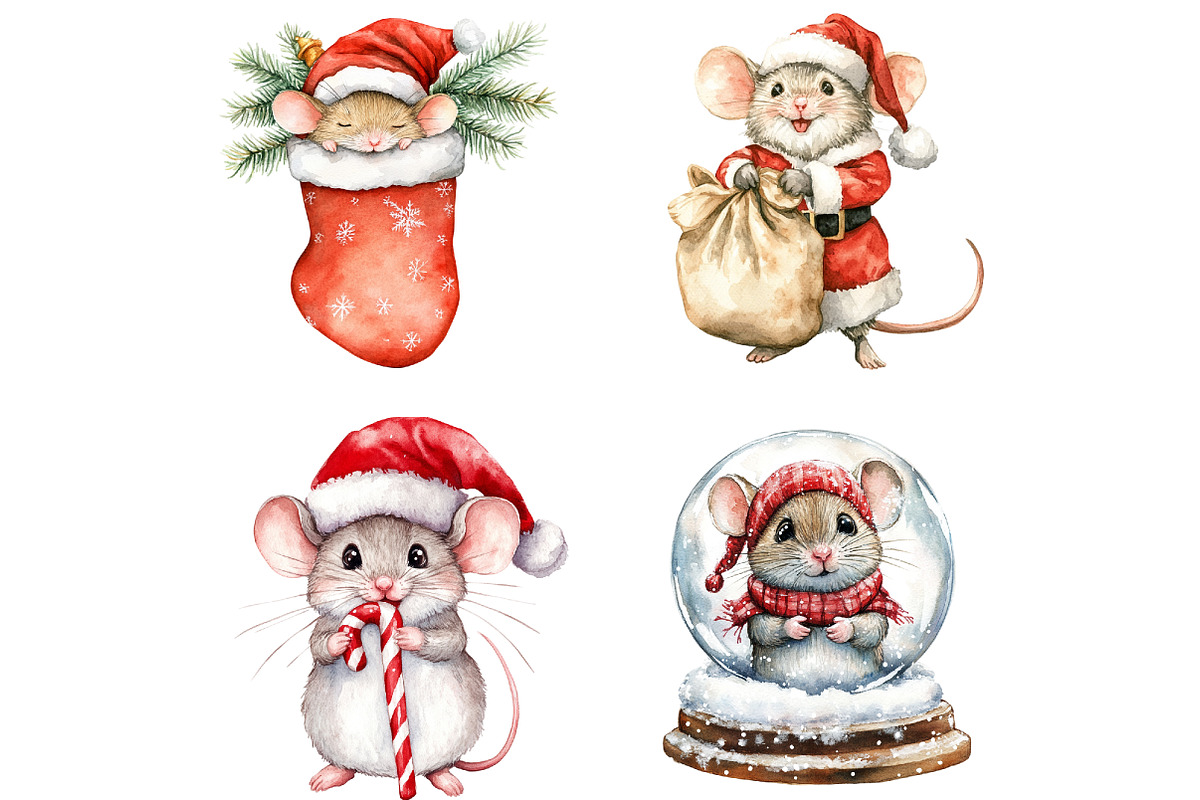 Christmas Mouse Clipart, a Graphic by CitraGraphics (Photo 4 of 4)