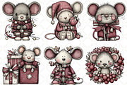 Quirky Christmas Mouse Clipart, an Illustration by Black Bird Studio (Thumbnail 2 of 6)