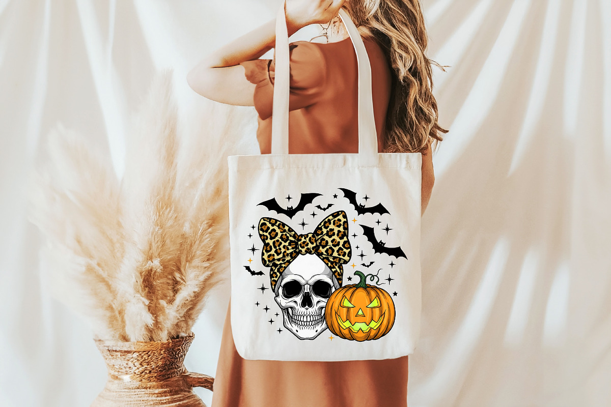 Skull With Bow,Pumpkin Halloween PNG, an Illustration by Libby Wishes (Photo 6 of 6)