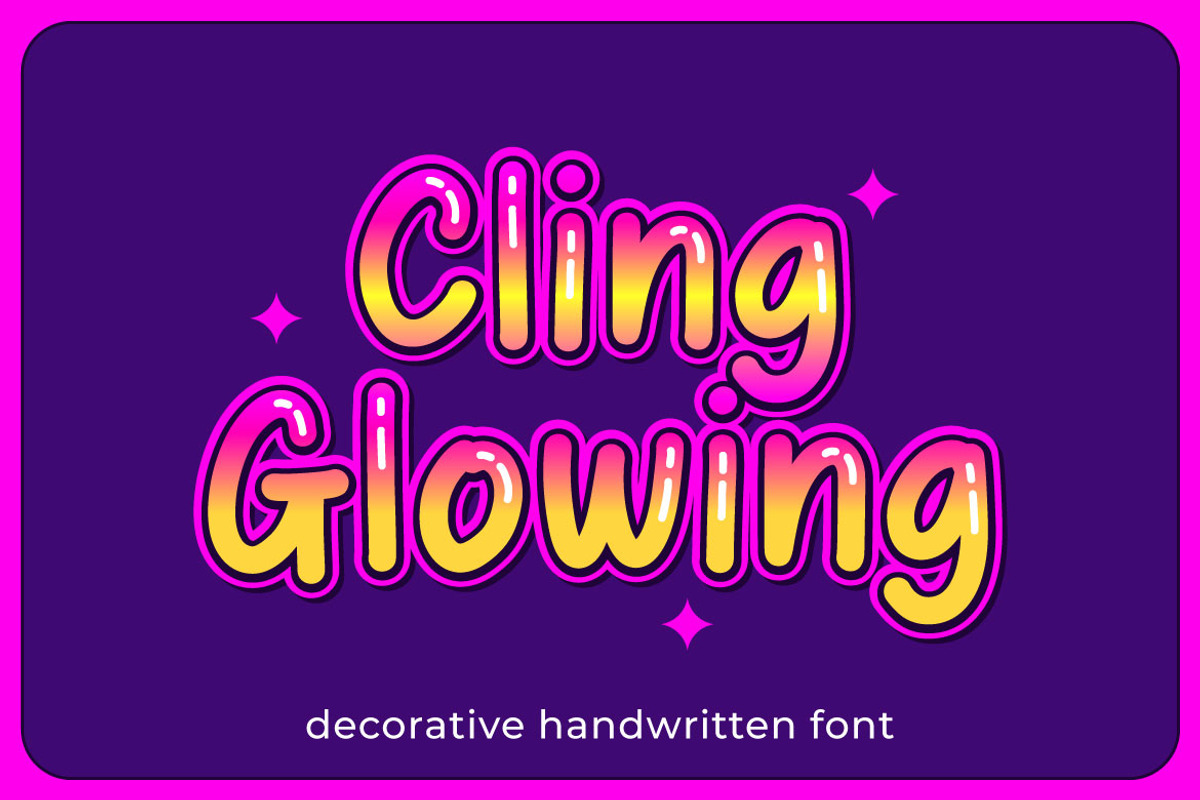 Cling Glowing - Bubble Display Font, a Handwritten Font by Mightyfire (Photo 2 of 5)