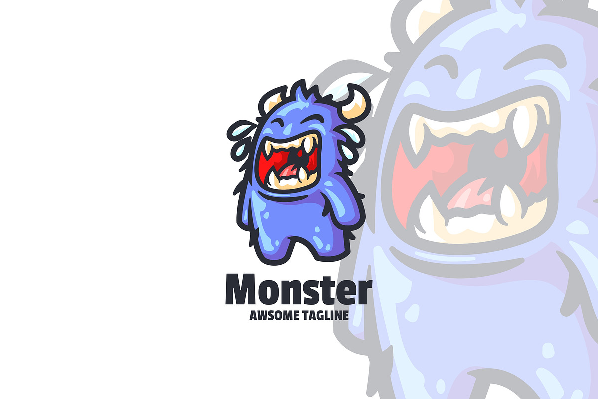Monster Blue Cartoon Logo Design., a Branding & Logo Template by ...