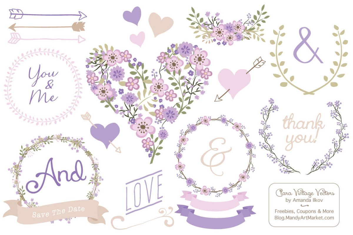 Lavender Vector Vintage Flowers, an Illustration by Amanda Ilkov (Photo 1 of 4)