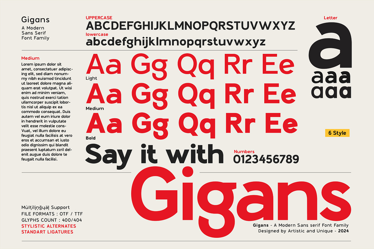 Gigans - Sans serif font family, a Sans Serif Font by Artistic & Unique (Photo 3 of 15)