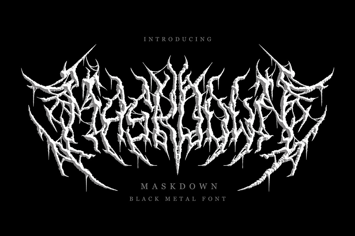 Maskdown | Black Metal Font Vol. 1, a Blackletter Font by Madhaline Studio (Photo 1 of 9)