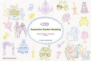 Dopamine Garden Wedding Clipart Pack