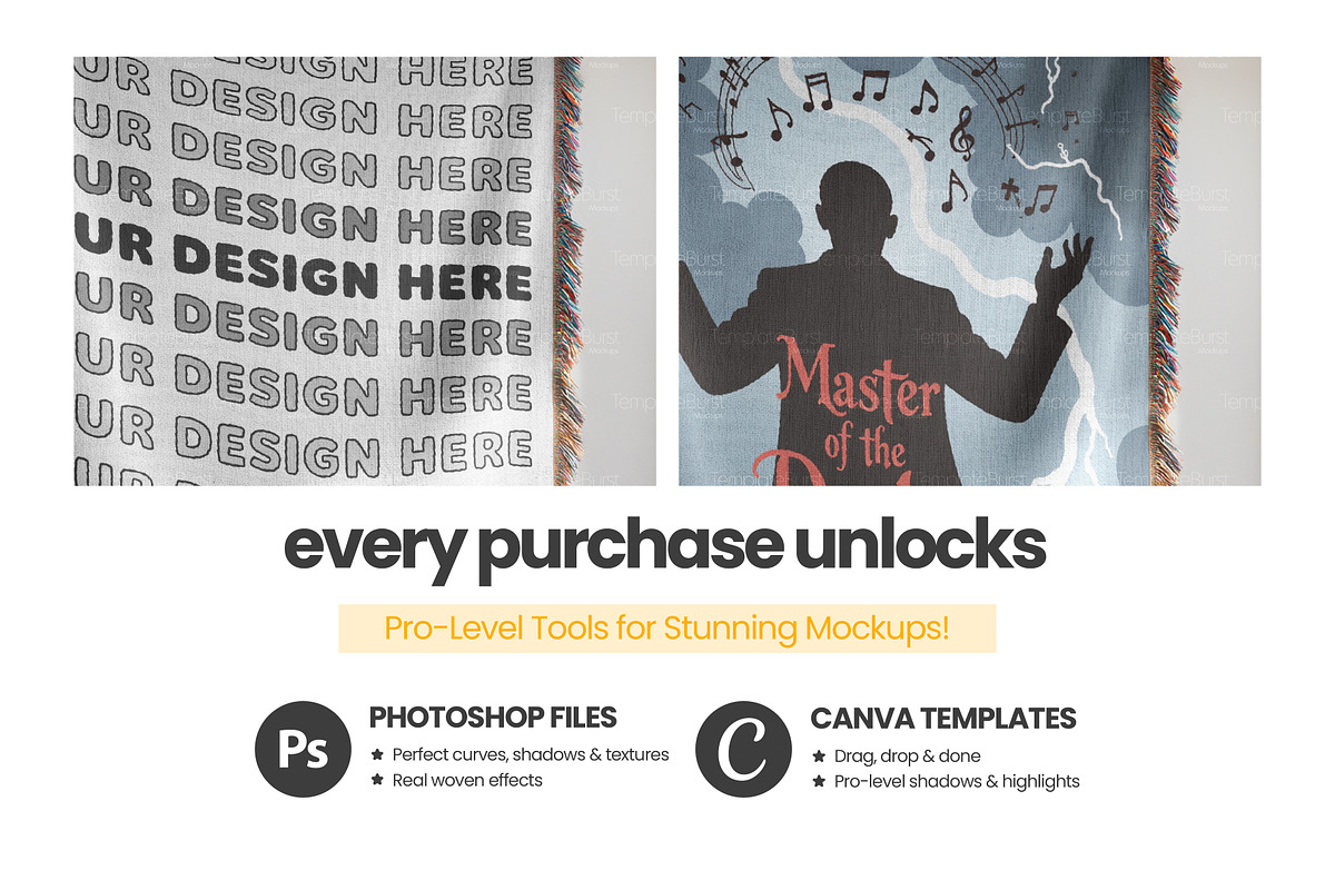 Woven Blanket Mockup | Hang on Wall, an Apparel Mockup by Mockups Studio (Photo 5 of 9)