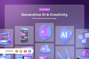 Generative AI & Creativity 3D Pack, an Illustration by twinstd