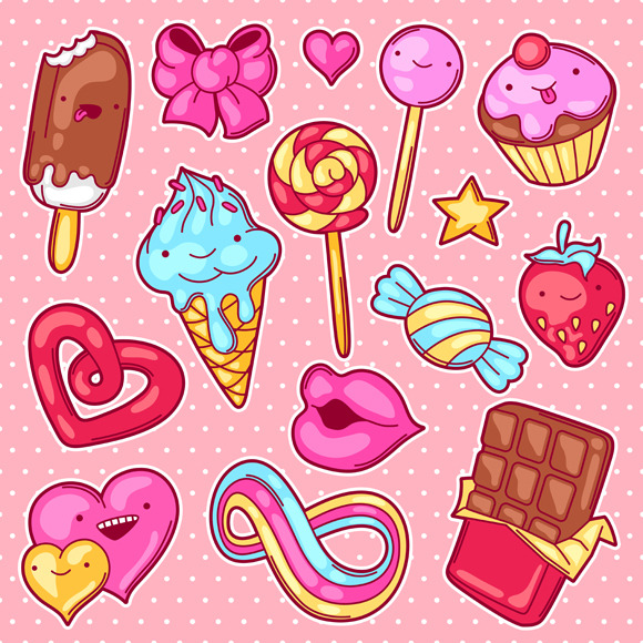 Set Of Kawaii Sweets And Candies by Incomible  Creative Market