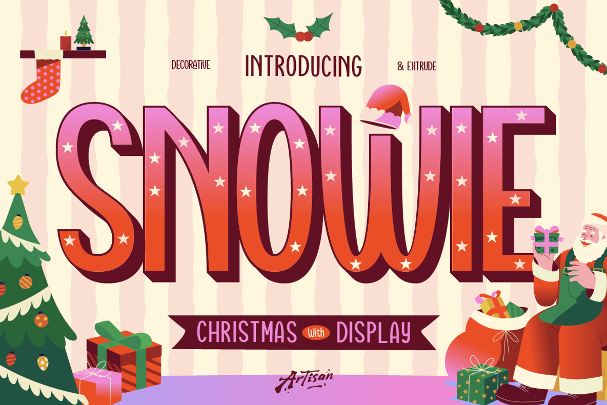 Snowie - Playful Christmas Display, a Sans Serif Font by Artisan Themes (Photo 1 of 12)