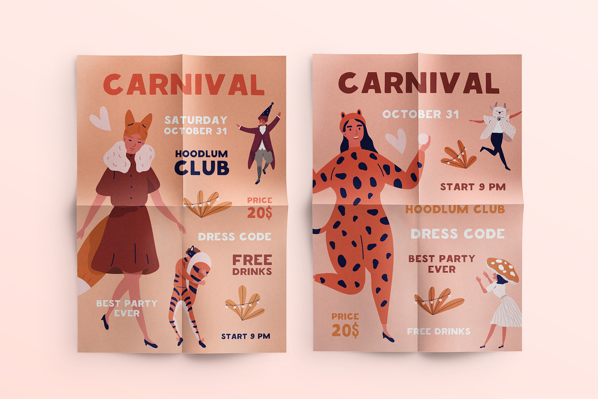 Сarnival party posters, background, a Decorative Illustration by Good Studio (Photo 6 of 9)