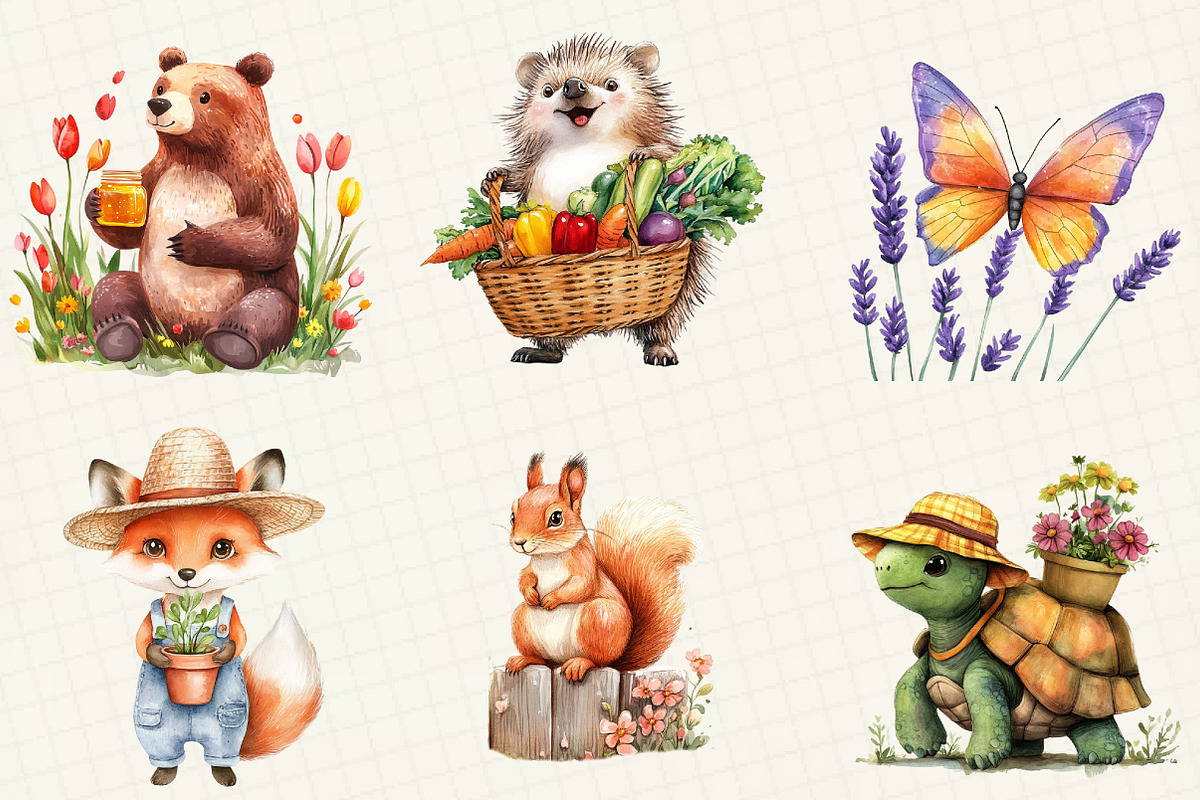 Watercolor Garden Animal Clipart, an Illustration by OK Design (Photo 5 of 5)