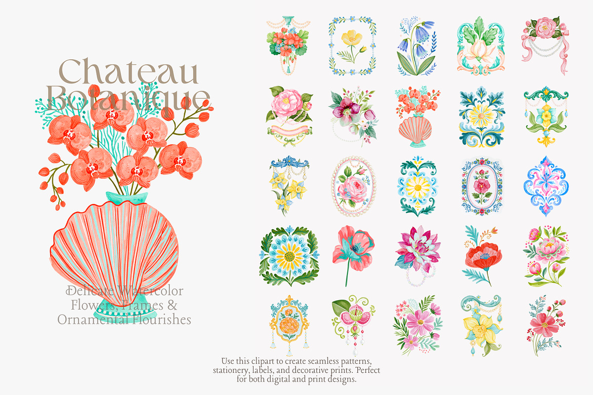Chateau Botanique Clipart Set, a Decorative Illustration by Patishop Art (Photo 5 of 14)