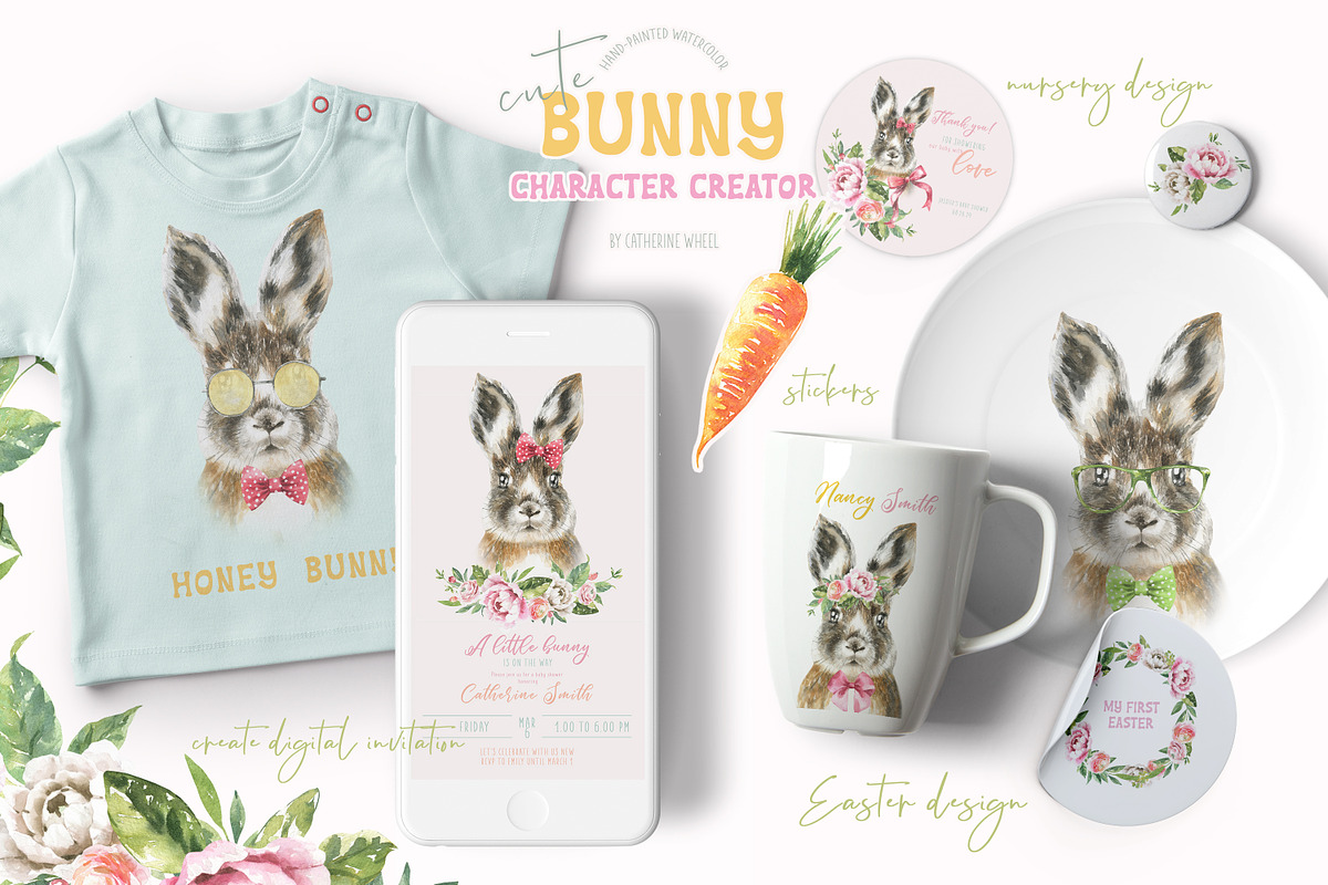 Easter Bunny Watercolor Animal, an Animal Illustration by Catherine Wheel (Photo 10 of 12)