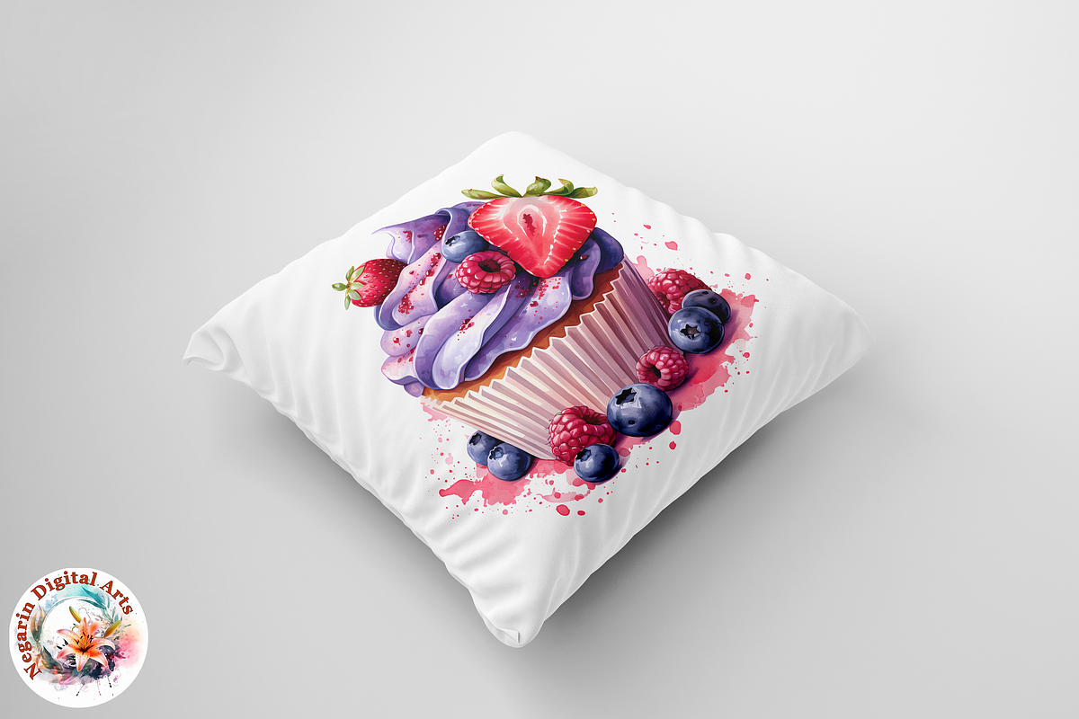 Watercolor Delicious Creamy Cupcake, an Object Graphic by Negarin Digital Art (Photo 8 of 9)