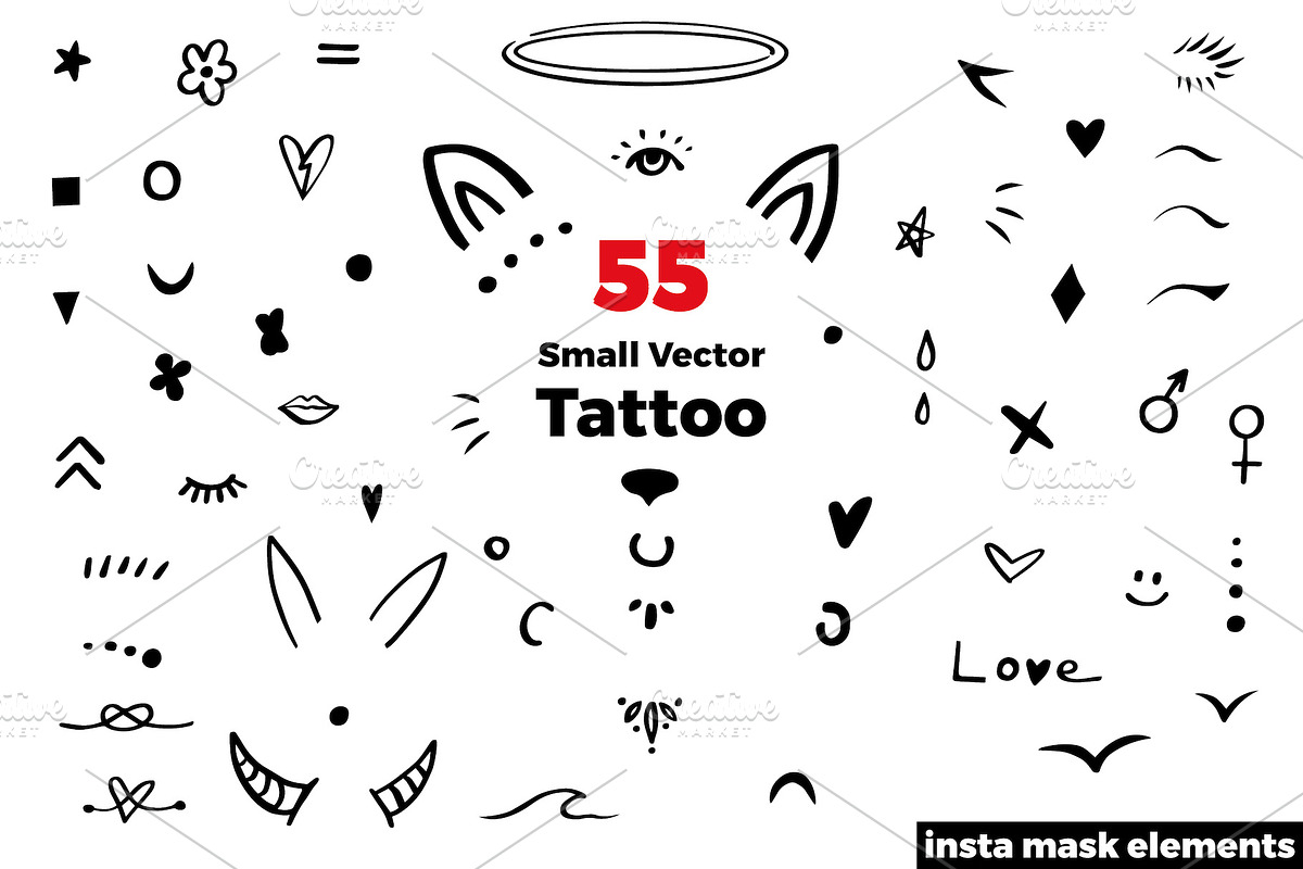 Tiny Tattoo / 55 Emphasis Pack, an Outline Icon by Sopelkin (Photo 2 of 8)