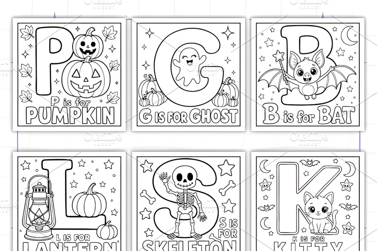 Halloween ABC Alphabet Coloring, an Education Illustration by Design Station (Photo 3 of 3)