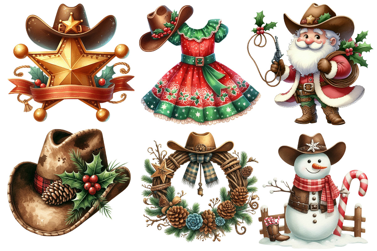 Christmas western clipart, an Illustration by Designworld (Photo 3 of 6)